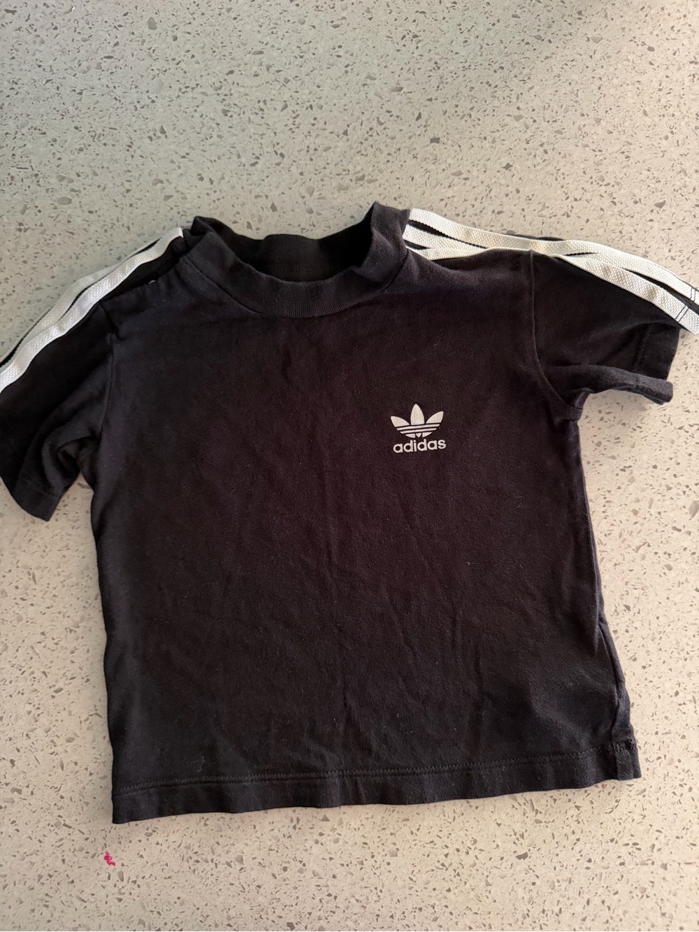 adidas Black Tee with White Shoulder Stripes Size 12-18M